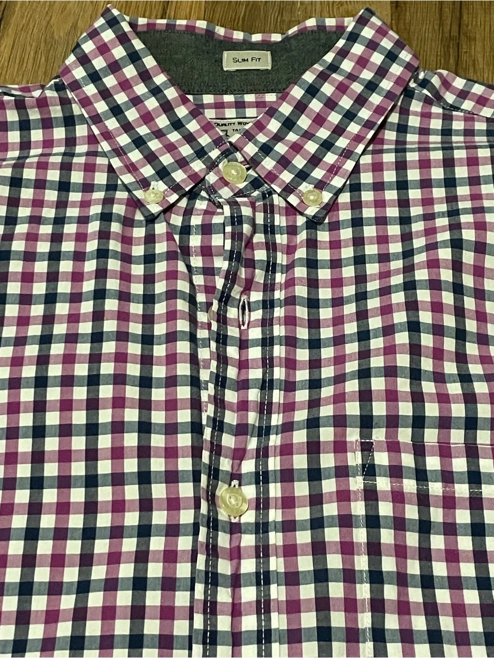 J.Crew Men’s Slim Fit Tailored Purple Gingham Button Down Shirt, Size M